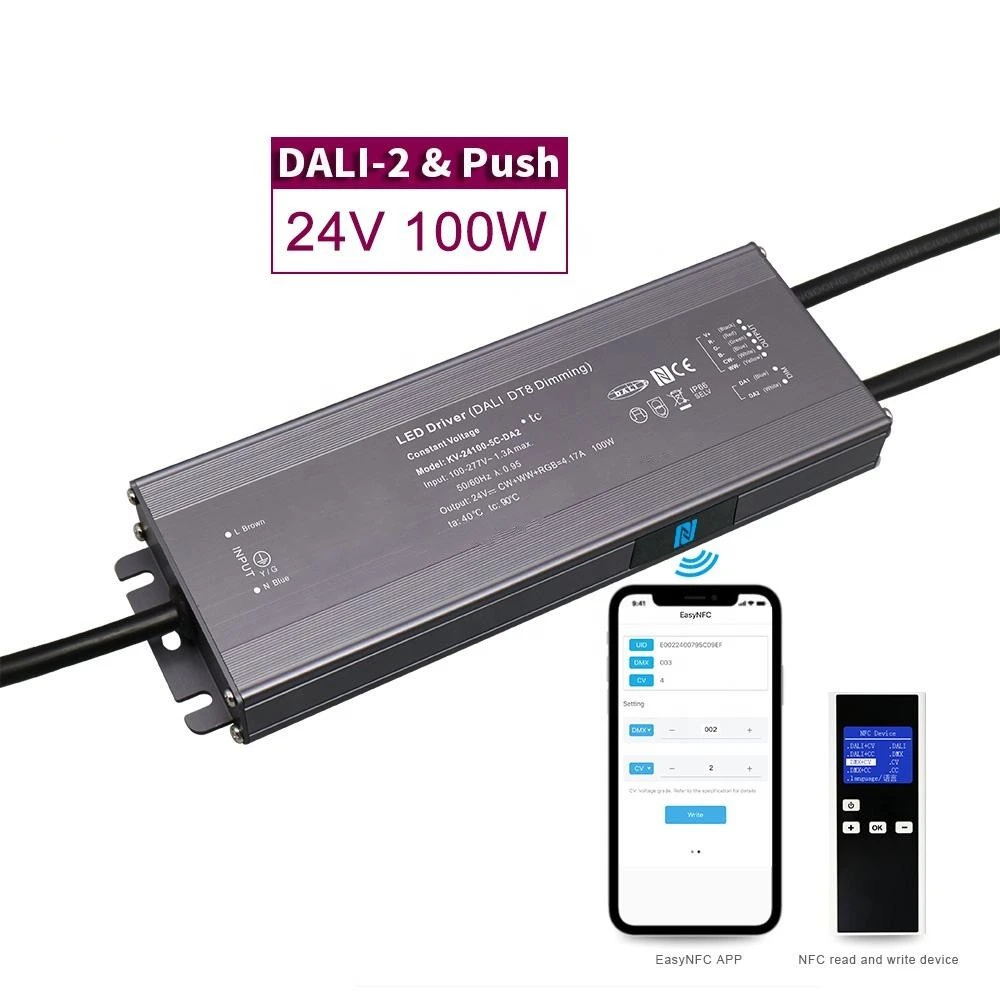 100W DALI Sabit Gərginlikli CCT Karartma LED Sürücüsü