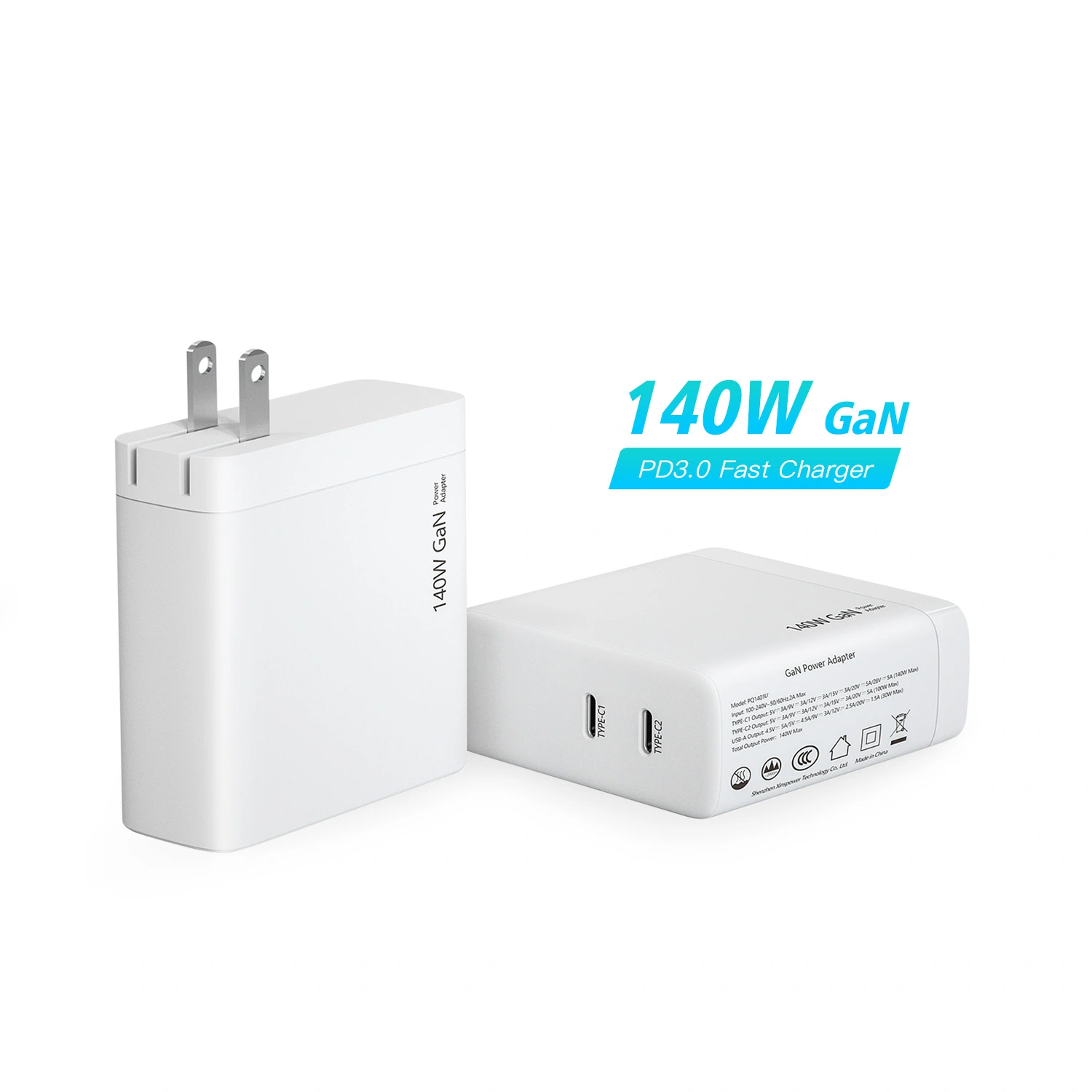 140w Dual USB C Port PD şarj cihazı ABŞ-ın qatlanacağı