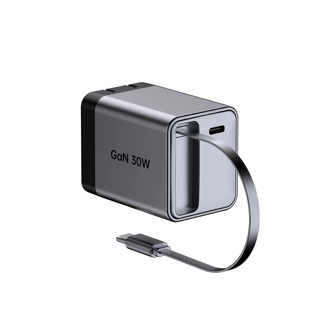 30W ABŞ-ın geri çəkilə bilən USB C kabeli olan Qatlanmış Tez Şarj cihazı