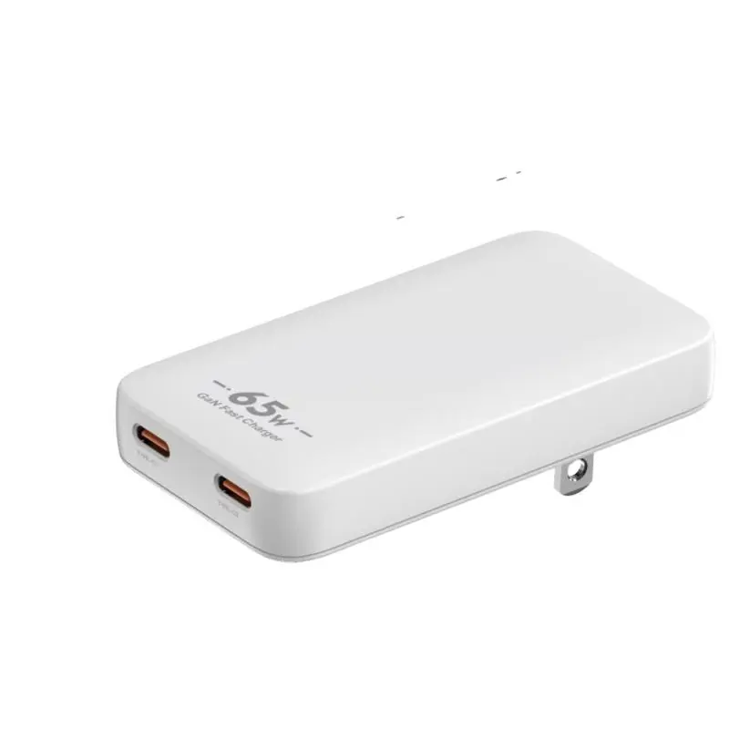 PD65W GaN USB-C Ultra nazik divar şarj cihazı ikili portlu adapter